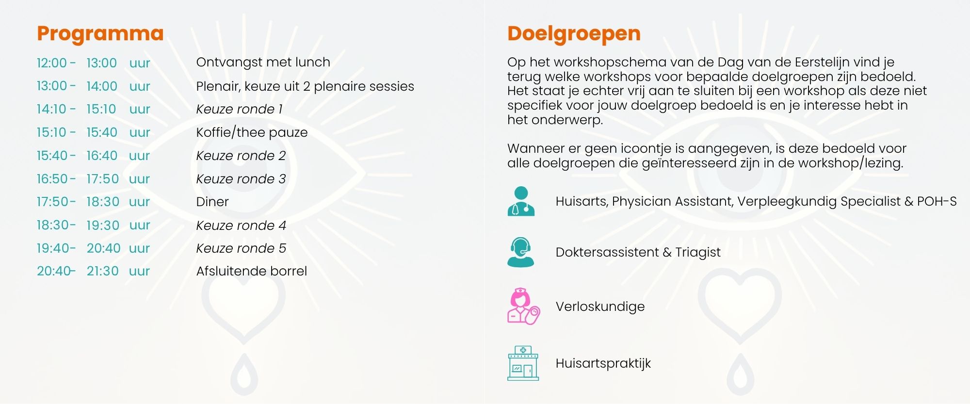 Programma doelgroepen voor op de website